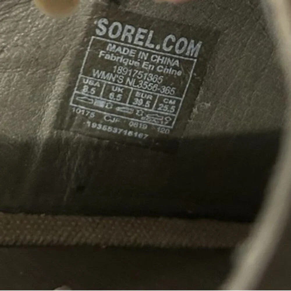 Sorel Joanie II Womens Size 8.5  Leather Slingback Wedge Sandal Taupe Grey